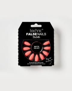 Technic False Nails - Coral Matte Velvet Stiletto