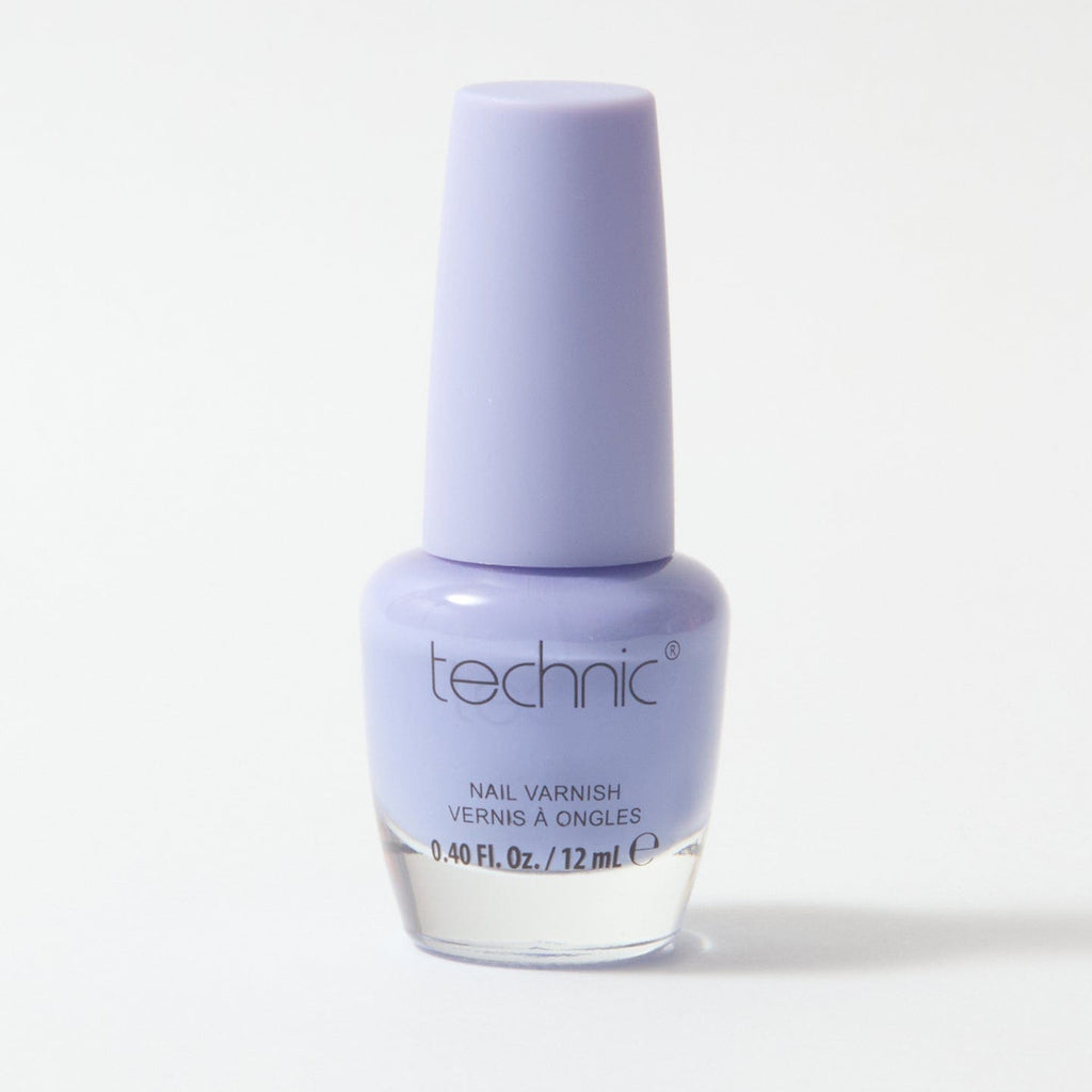 A bottle of nail varnish in the shade Parma Violet on a white background