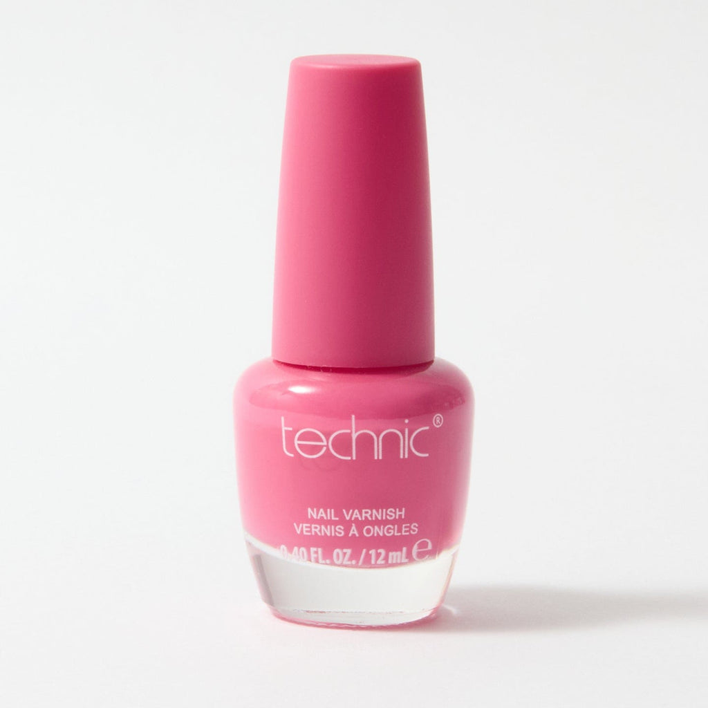 A bottle of nail varnish in the shade Candy on a white background