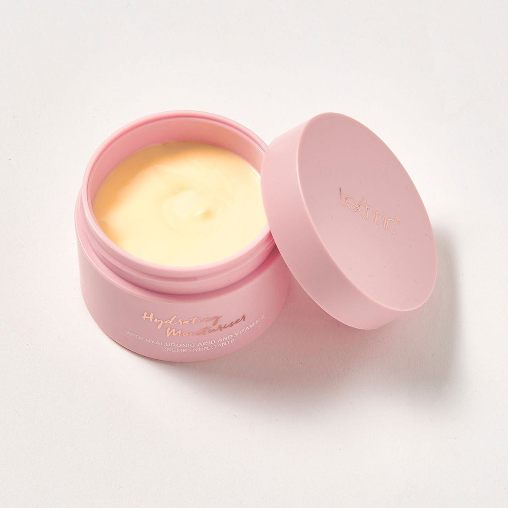 An opened hydrating moisturiser on a white background.