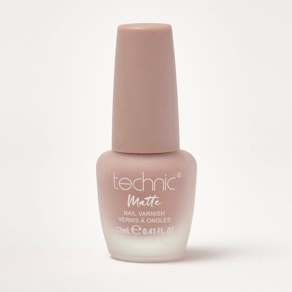 A bottle of matte nail varnish in the shade Sphinx on a white background