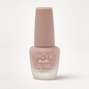 A bottle of matte nail varnish in the shade Sphinx on a white background