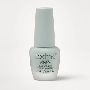 A bottle of matte nail varnish in the shade Tick-Tack-Toe on a white background