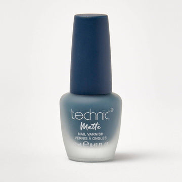A bottle of matte nail varnish in the shade What's The Teal on a white background