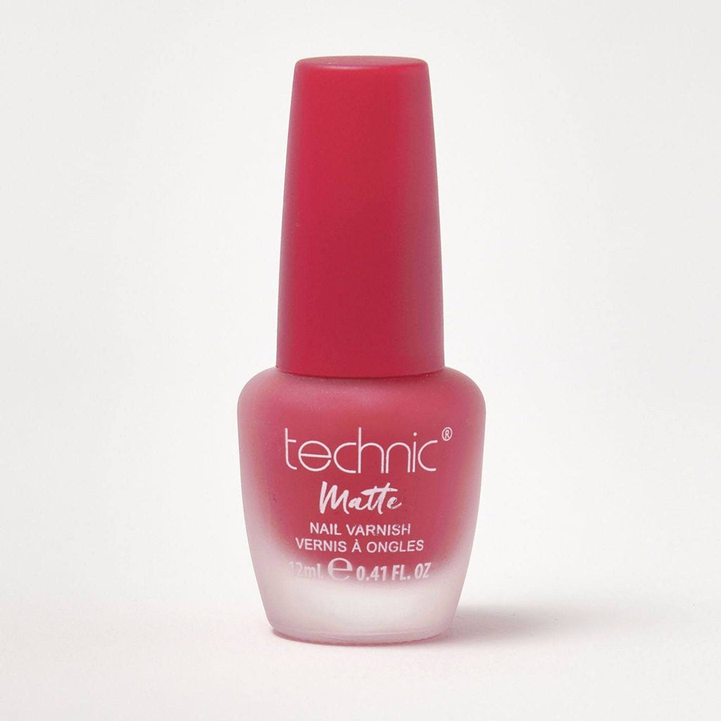 A bottle of matte nail varnish in the shade Strawberry Shortcake on a white background