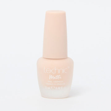 A bottle of matte nail varnish in the shade Wifey Material on a white background. 