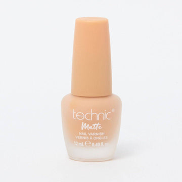 A bottle of matte nail varnish in the shade Newly Weds on a white background