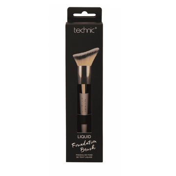 Liquid foundation brush in box packaging on a white background.