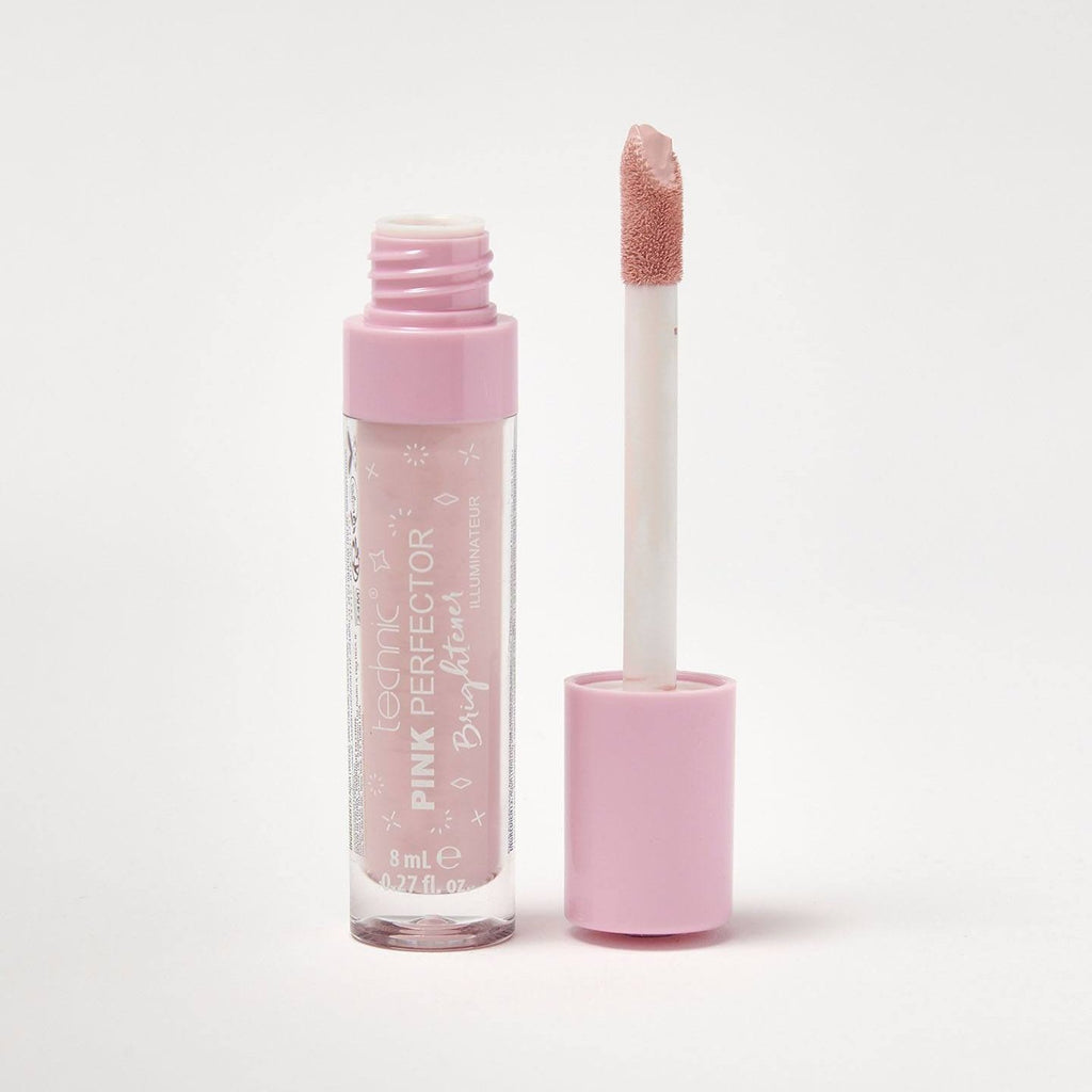 An opened pink perfector concealer on a white background