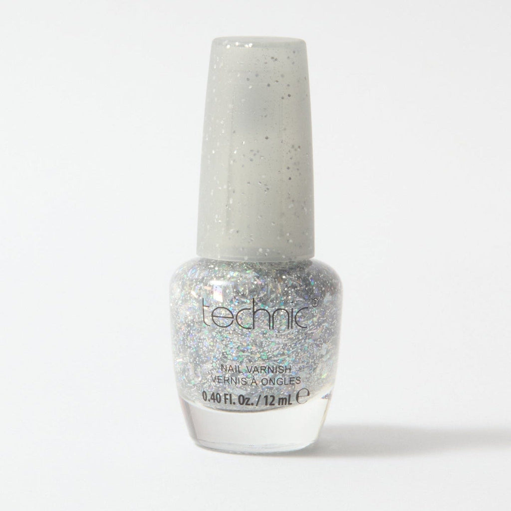 A bottle of shimmer nail varnish in the shade Fairy Dust on a white background