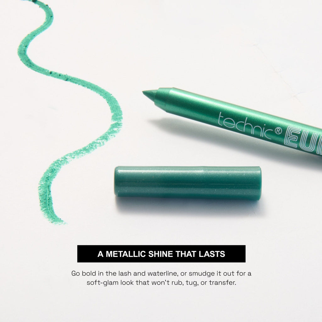 A euphoria liner in the shade Green with a wave drawn around it in the same colour.