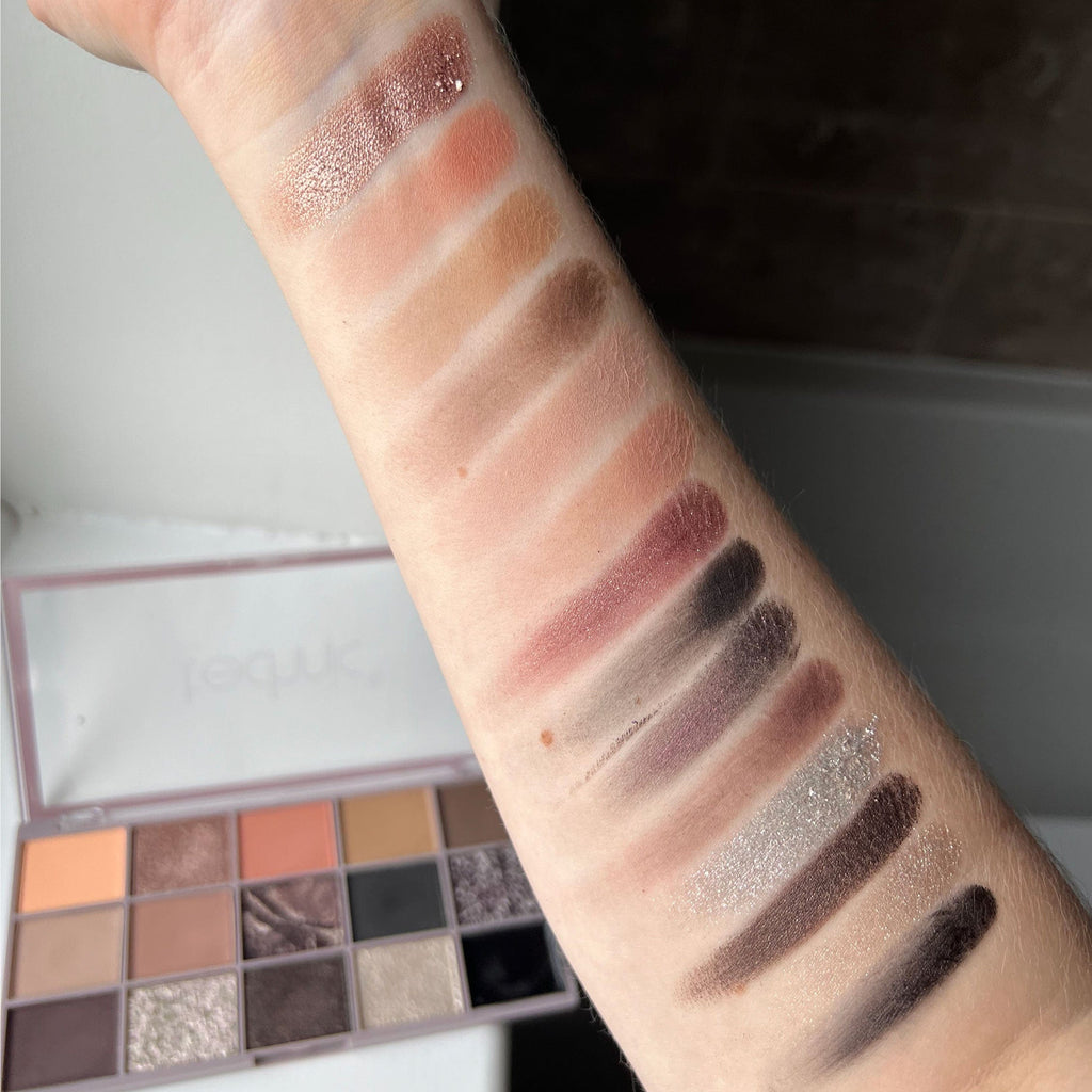 Swatches of all the shades on an arm.