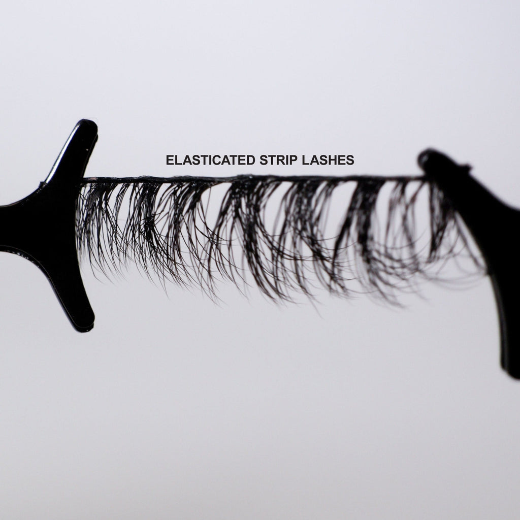 lash being stretched to show elasticated lash strips.