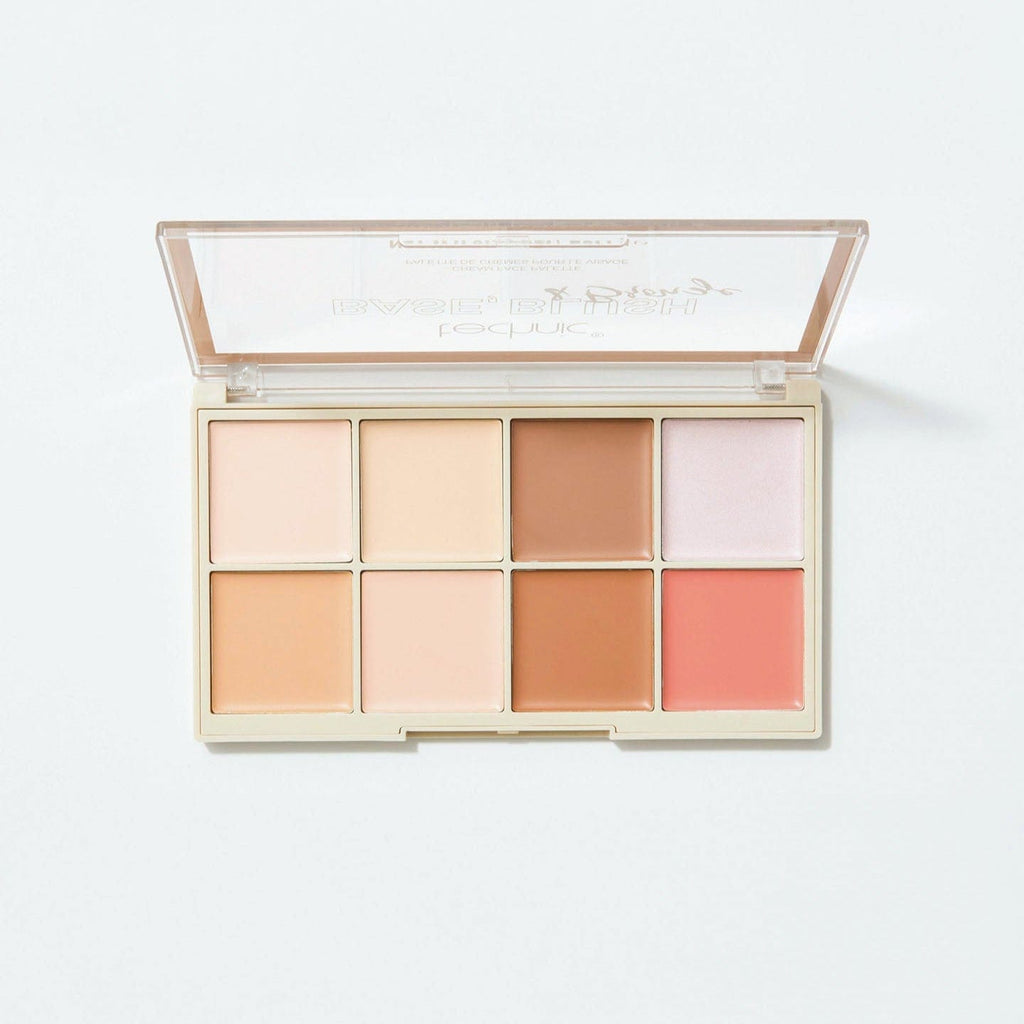An opened base, blush and bronze palette in the shade light on a white background