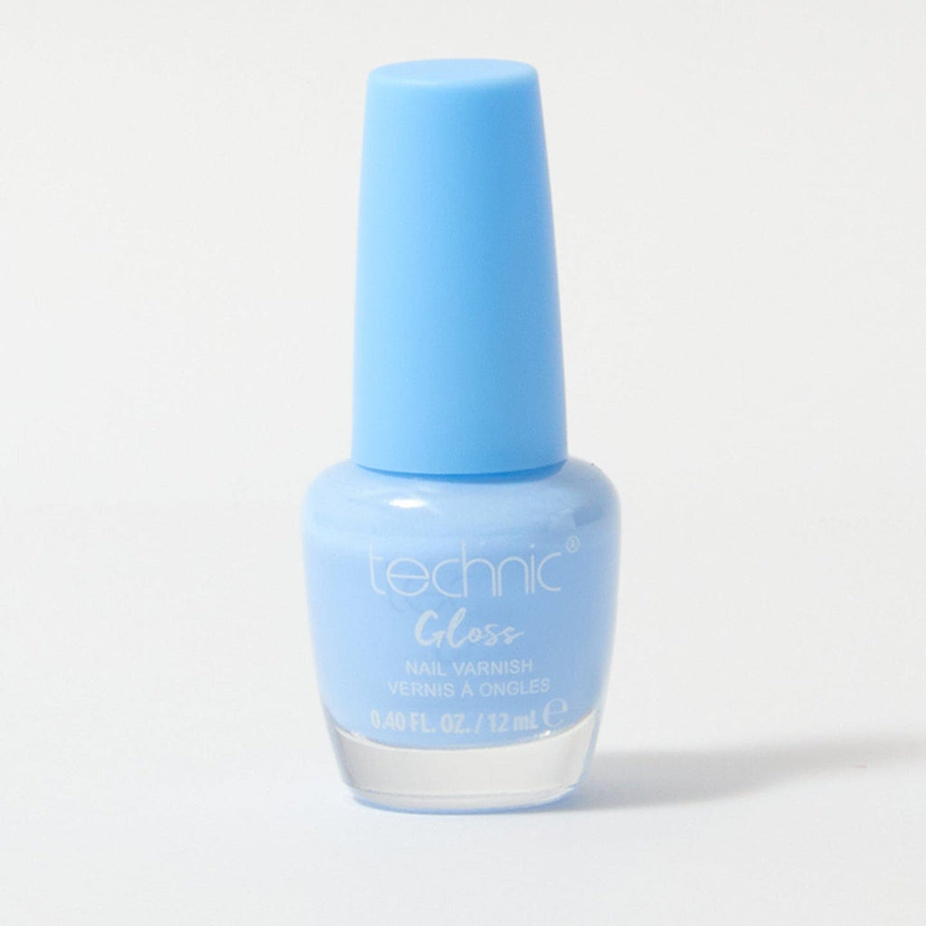 A bottle of gloss nail varnish in the shade Iceberg on a white background