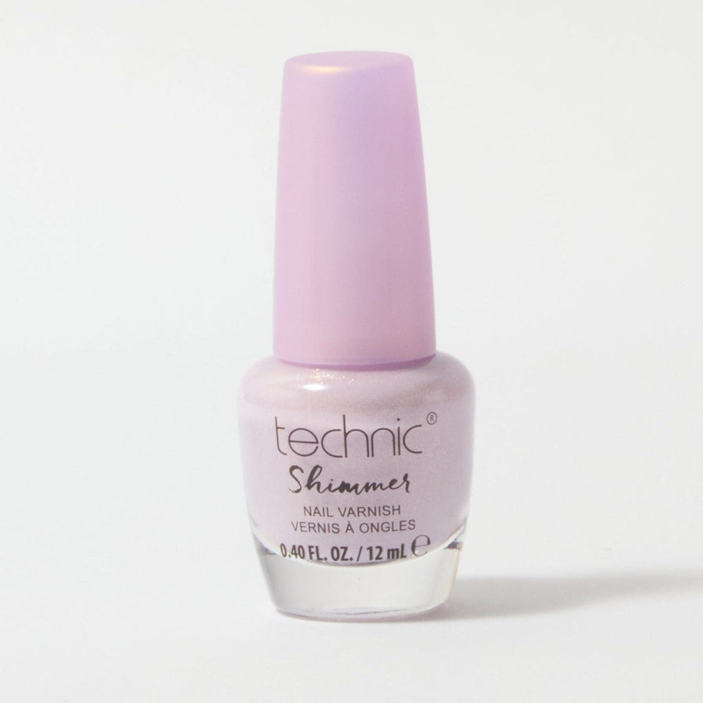 A bottle of shimmer nail varnish in the shade Moonshine on a white background