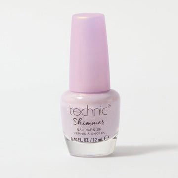 A bottle of shimmer nail varnish in the shade Moonshine on a white background