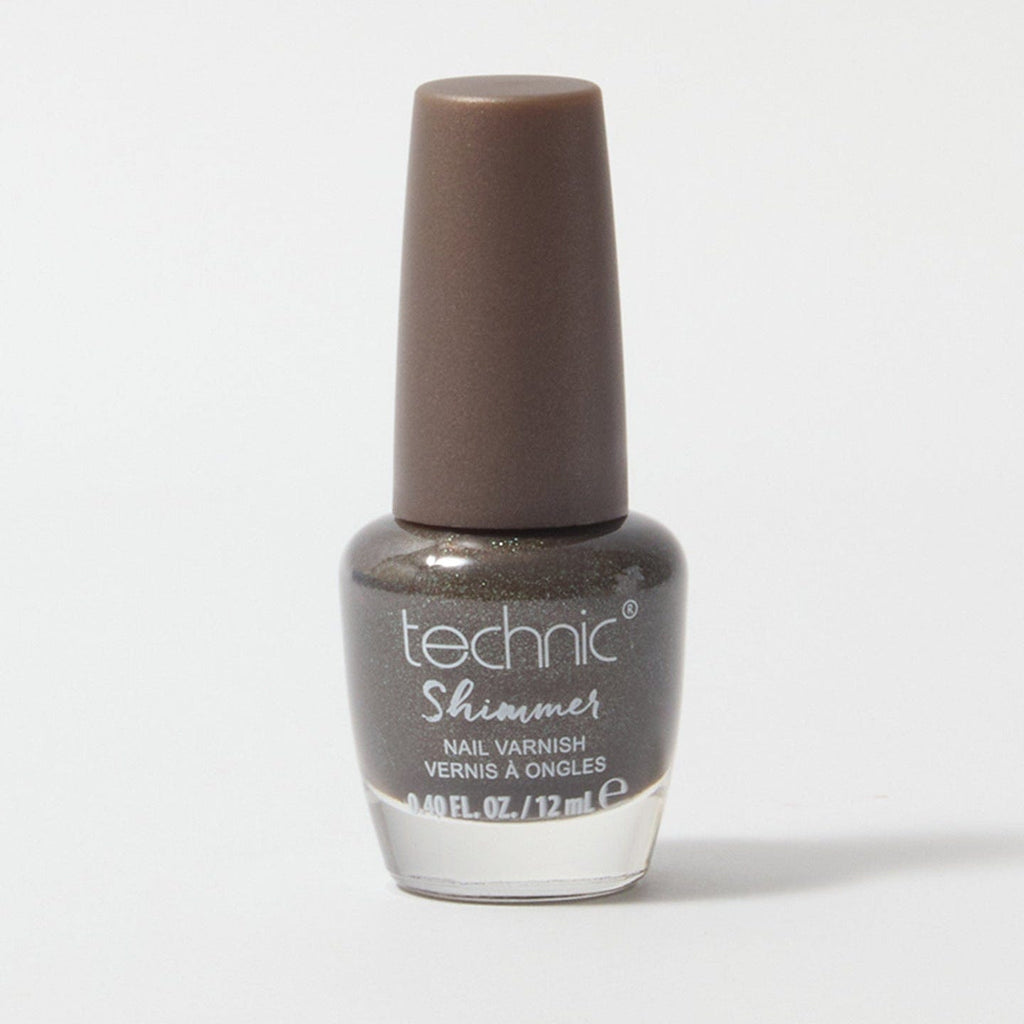 A bottle of shimmer nail varnish in the shade Bisous on a white background