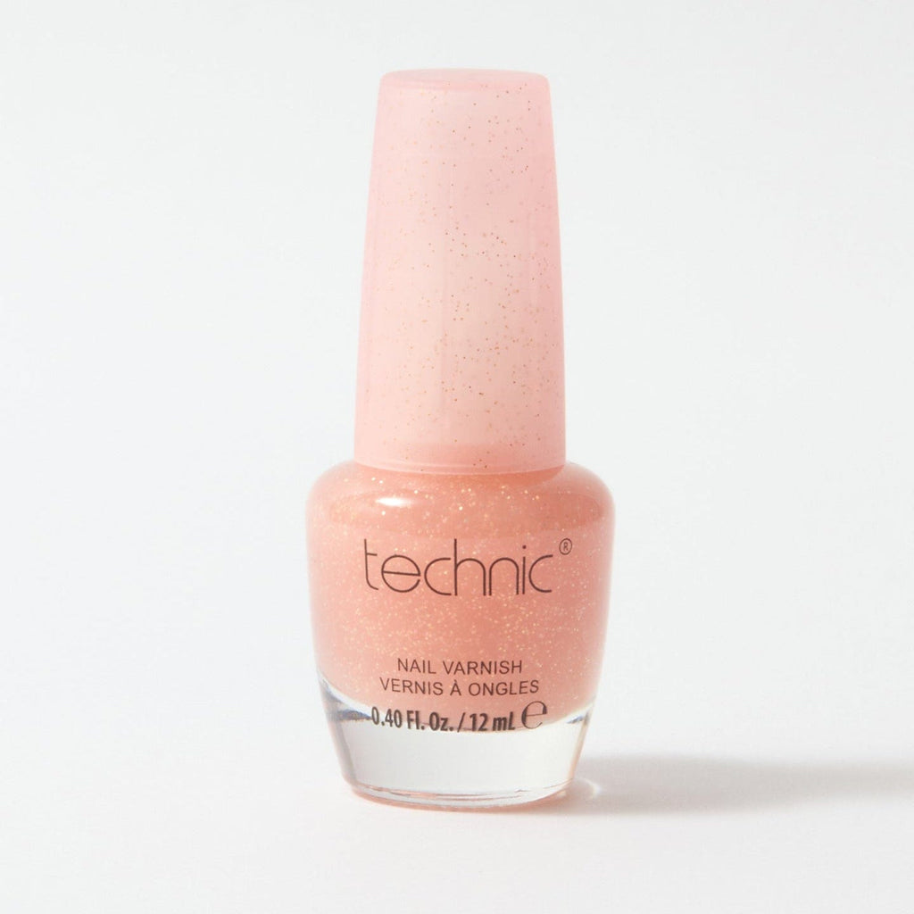 A bottle of shimmer nail varnish in the shade Festival Fever on a white background