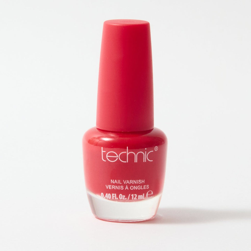 A bottle of nail varnish in the shade Aphrodite on a white background