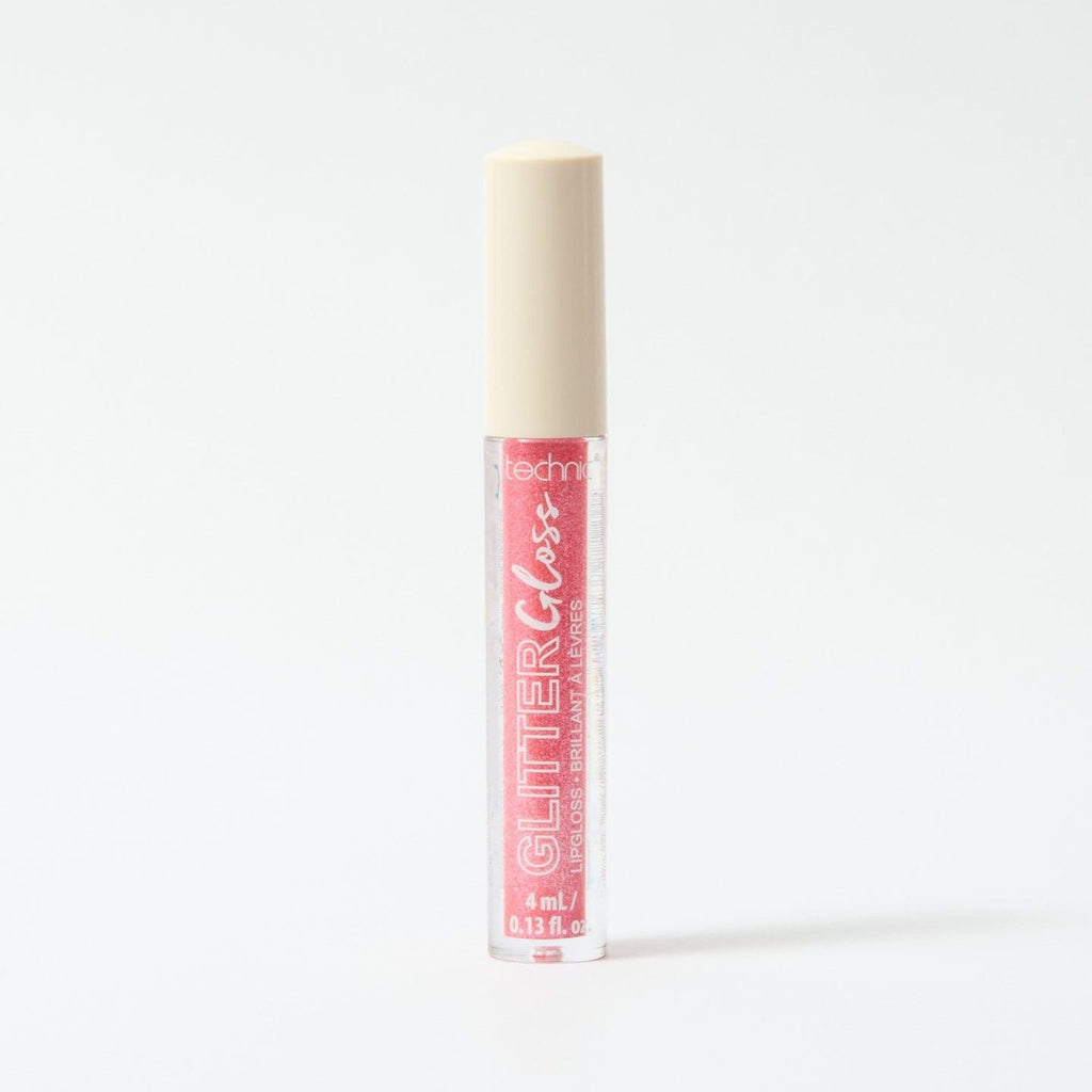 A glitter gloss in the shade Red on a white background.