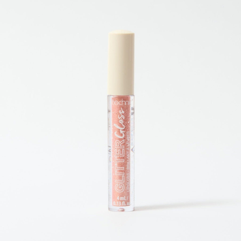 A glitter gloss in the shade Rose Gold on a white background.