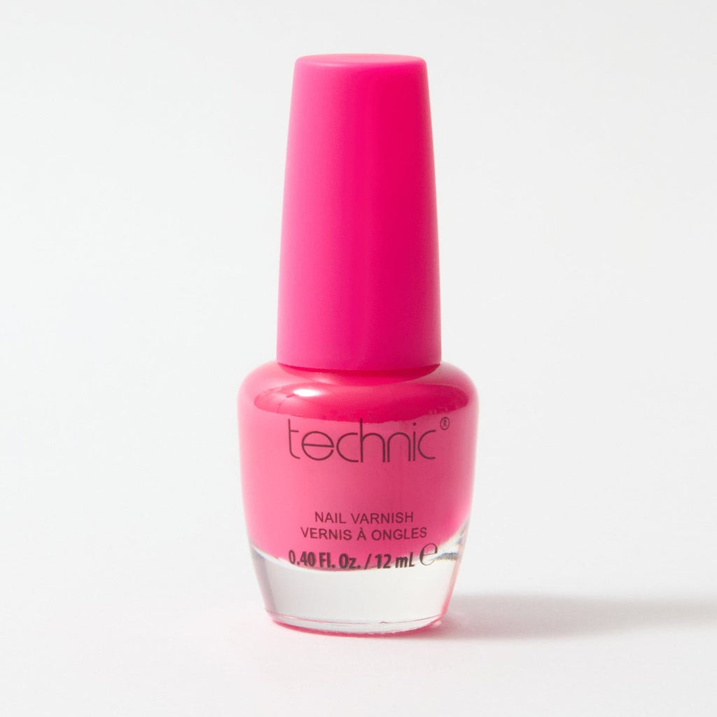 A bottle of nail varnish in the shade Gerbera on a white background