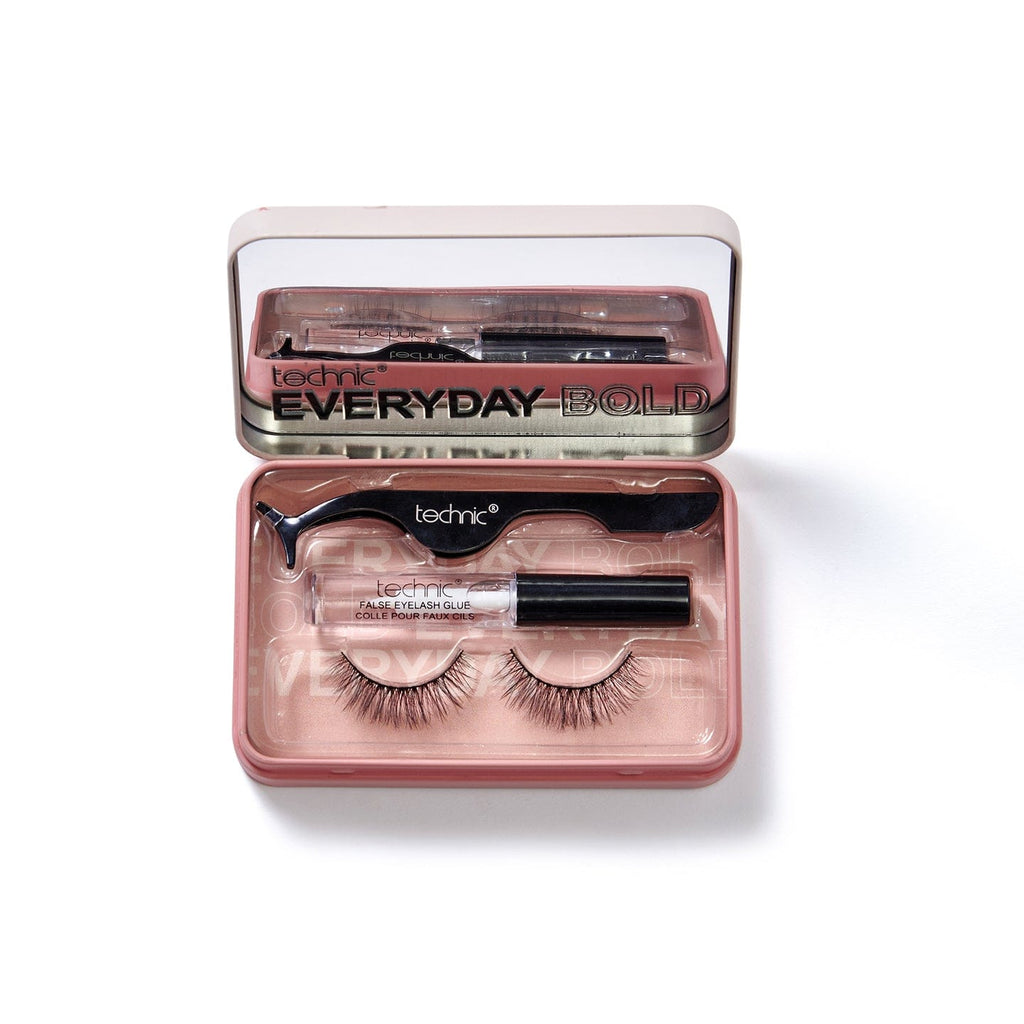 The lash tin out of the giftset packaging on a white background. The lash tin is open so products inside are shown.