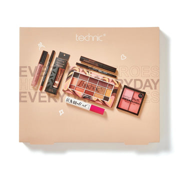 The enamoured giftset on a white background. The giftset is in a beige box with the contents displayed on the front. 
