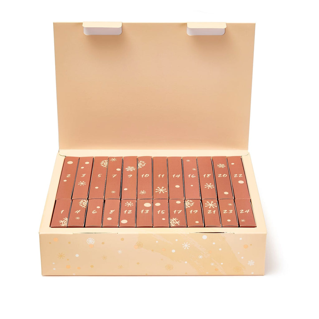 The cosmetic countdown advent calendar opened on a white background.