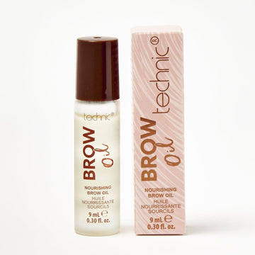 2 brow oils next to each other on a white background. 1 is in the original box packaging, the other on is out of the box.