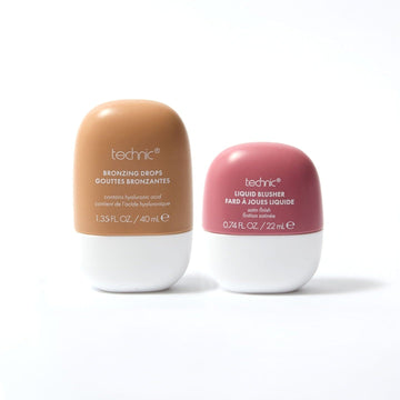 Two cosmetic bottles from technic on a white background