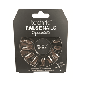 Technic False Nails - Metallic Bronze Squareletto