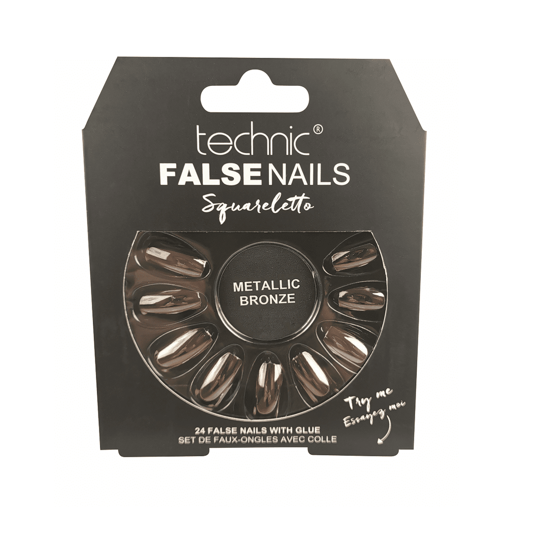 Technic False Nails - Metallic Bronze Squareletto