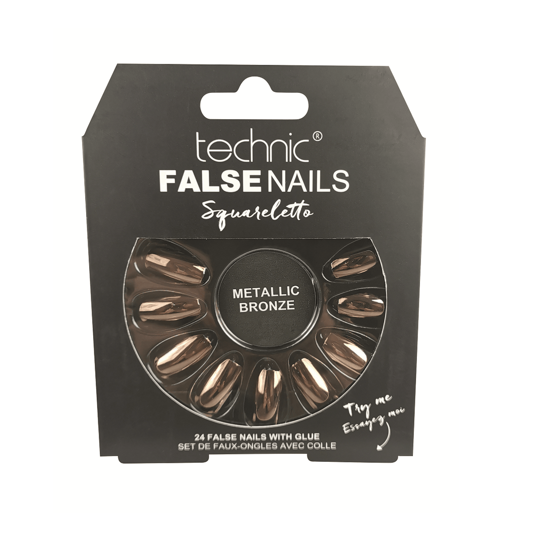 Technic False Nails - Metallic Bronze Squareletto