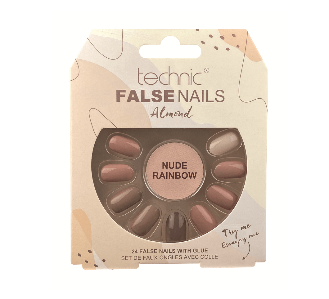 Technic False Nails Almond Nude Rainbow