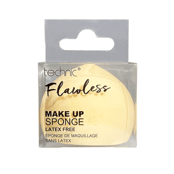The flawless makeup sponge in its clear box packaging on a white background.